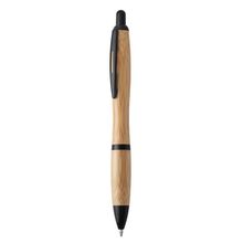 Bolígrafo de bambú con pulsador carga jumbo Negro Tinta Azul