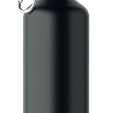Botella acero reciclado con mosquetón Negro