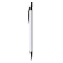 Bolígrafo de aluminio de acabados cromados Blanco Tinta Azul