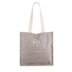 Bolsa de algodón melange con cierre de botón | Etiqueta | 30 x 20