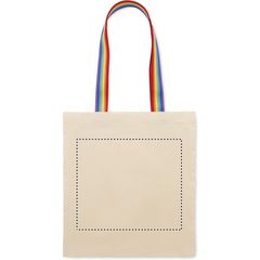 Bolsa de algodón 180 gr/m ² con asas arcoíris | Trasero | 300 x 260