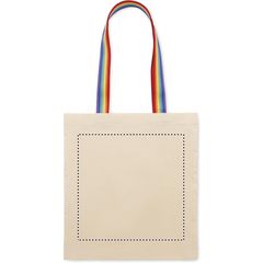 Bolsa de algodón 180 gr/m ² con asas arcoíris | Trasero | 300 x 300