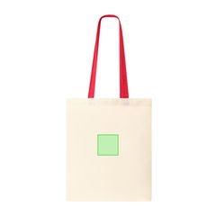 Bolsa feria de algodón 100% con asas largas de color | Parte superior cara B | 80 x 80