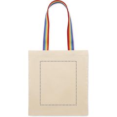Bolsa de algodón 180 gr/m ² con asas arcoíris | EMBROIDERY | 230 x 280