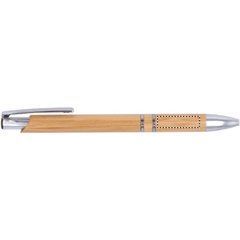 Bolígrafo de bambú ecológico con pulsador y detalles cromados | Lateral Izquierdo