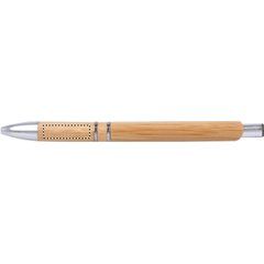 Bolígrafo de bambú ecológico con pulsador y detalles cromados | OPPOSITE THE CLIP
