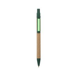 Bolígrafo ecológico de cartón reciclado con tinta negra y clip de varios colores | Area 5 | 30 x 5