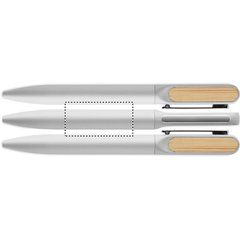 Bolígrafo giratorio de aluminio reciclado con clip bambú | Circunferencia | 40 x 20