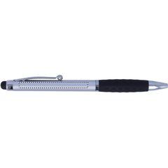 Bolígrafo plateado con cómoda empuñadura y puntero negros | BARREL LH | 55 x 5