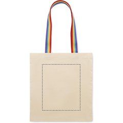 Bolsa de algodón 180 gr/m ² con asas arcoíris | EMBROIDERY | 230 x 280
