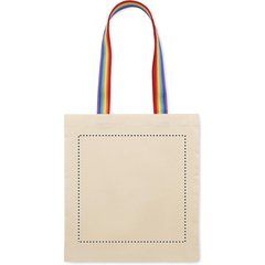 Bolsa de algodón 180 gr/m ² con asas arcoíris | Trasero | 300 x 300