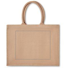 Bolsa de compra ecológica de yute e interior laminado | FRONT EMBROIDERY | 280 x 230