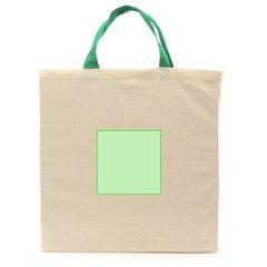 Bolsa ecológica de algodón orgánico con asas verdes | Centrado cara B | 140 x 140
