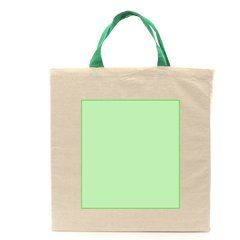 Bolsa ecológica de algodón orgánico con asas verdes | Centrado cara B | 265 x 240