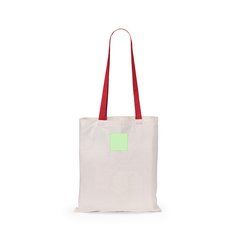 Bolsa feria de algodón 100% con asas largas de color | Parte superior cara A | 80 x 80