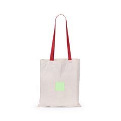 Bolsa feria de algodón 100% con asas largas de color | Parte superior cara B | 80 x 80