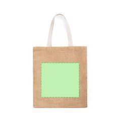 Bolsa resistente de tela ecológica de yute y asas verdes | Centrado cara A | 265 x 240