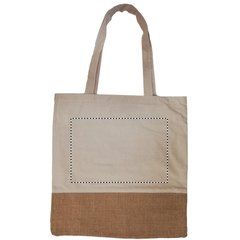 Bolsa tela en sarga de algodón con parte inferior en yute | Frontal | 300 x 200