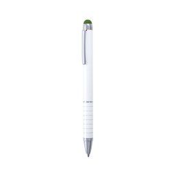 Boligrafo blanco con puntero de color Verde