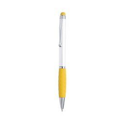 Boligrafo blanco con puntero táctil de color Amarillo