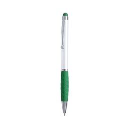 Boligrafo blanco con puntero táctil de color Verde