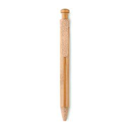 Bolígrafo ecológico de bambú con clip de color Naranja