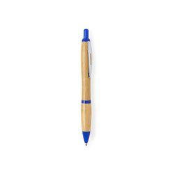 Bolígrafo ecológico de bambú con detalles de colores Azul