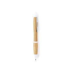 Bolígrafo ecológico de bambú con detalles de colores Blanco