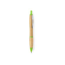 Bolígrafo ecológico de bambú con detalles de colores Verde Claro