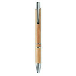 Bolígrafo ecológico de bambú con pulsador y tinta azul Marrón