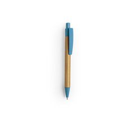 Bolígrafo ecológico de bambú y detalles de colores Azul