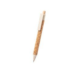Bolígrafo ecológico de corcho con detalles en caña de trigo Natural