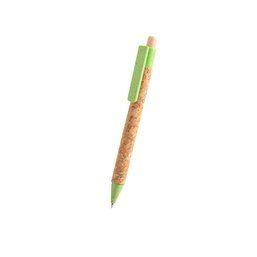 Bolígrafo ecológico de corcho con detalles en caña de trigo Verde