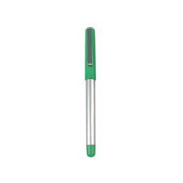 Bolígrafo roller de plástico con clip metálico Verde