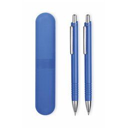 Bolígrafo y portaminas con estuche traslúcido a juego Azul