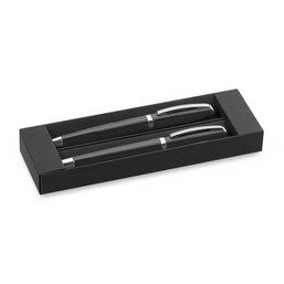 Bolígrafo y roller de aluminio con estuche de cartón Gris