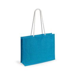 Bolsa de playa ecológica en yute natural 44,5 x 35 x 14 cm Azul Claro