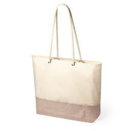 Bolsa de playa personalizada de yute y algodón 48 x 35 x 15 cm Natural