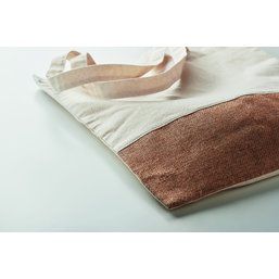 Bolsa de tela en sarga de algodón de 160 g/m² con detalles yute Beige