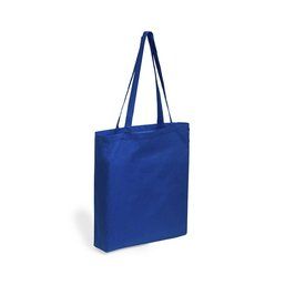 Bolsa feria de algodón 100% con fuelle y 105 g/m² de colores Azul