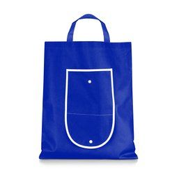 Bolsa plegable en non woven ribete blanco 39 x 47 cm Azul
