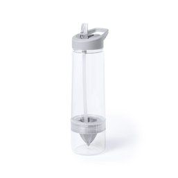 Botella de agua de plástico libre de BPA con exprimidor y pajita (780 ml) Gris