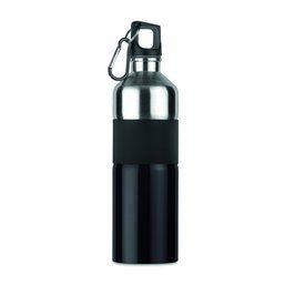Botella de agua personalizada de acero inox. con agarre (750 ml) Negro