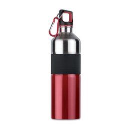 Botella de agua personalizada de acero inox. con agarre (750 ml) Rojo