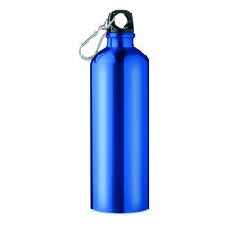 Botella de agua personalizada de aluminio con mosquetón (750 ml) Azul