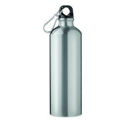 Botella de agua personalizada de aluminio con mosquetón (750 ml) Plata
