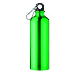 Botella de agua personalizada de aluminio con mosquetón (750 ml) Verde