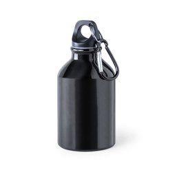 Botella deportiva personalizada de aluminio con mosquetón (300 ml) Negro
