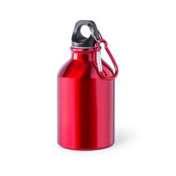Botella deportiva personalizada de aluminio con mosquetón (300 ml) Rojo