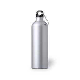 Botella personalizada de aluminio con mosquetón (800ml) Plateado
